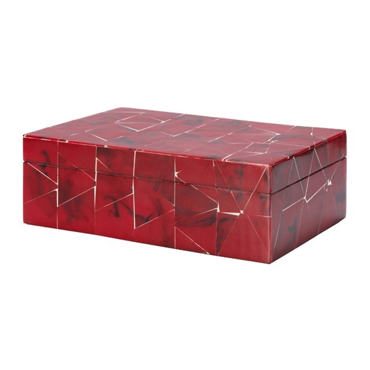 Worlds Away Spencer Handcrafted Box in Red Triangular Tiles in a Geometric Pattern SPENCER