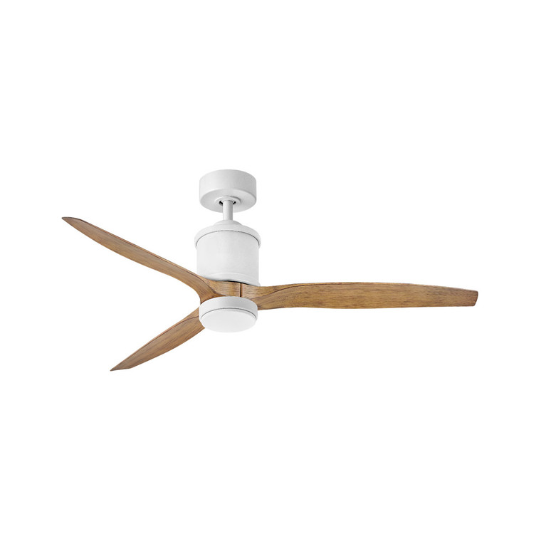 Hinkley Hover 60" LED Ceiling Fan Indoor/Outdoor Matte White With Koa Blades with HIRO Control and Light Kit 900760FWK-LWD