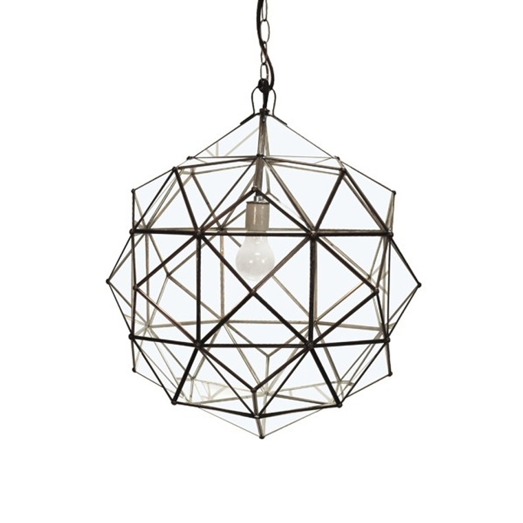 Worlds Away Valencia Round Clear Glass Faceted Pendant Chandelier VALENCIA CLR