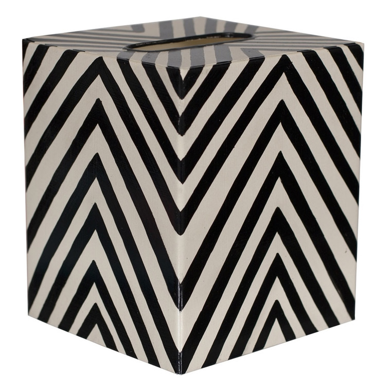 Worlds Away Zebra Print Kleenex Box Cover Black and Off White WA-KBZE