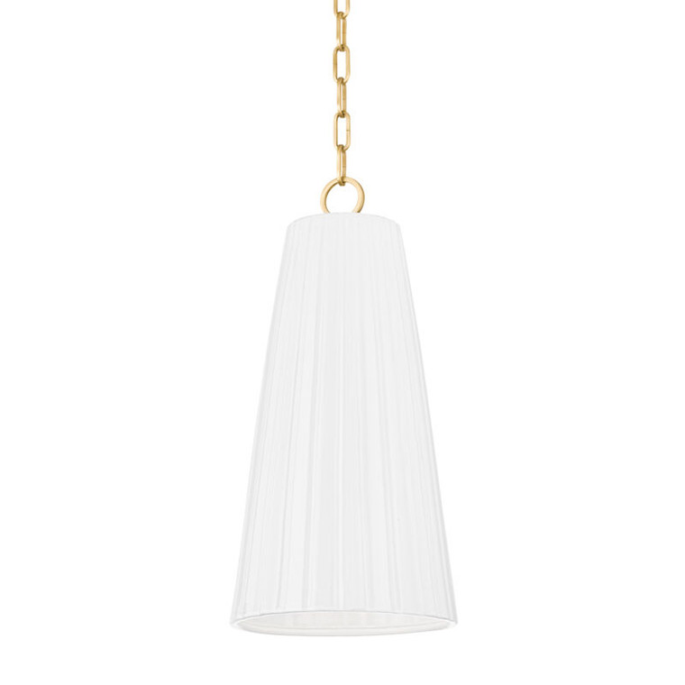 Hudson Valley Lighting Treman Pendant in AGED BRASS/CERAMIC GLOSS WHITE 1617-AGB/CGW