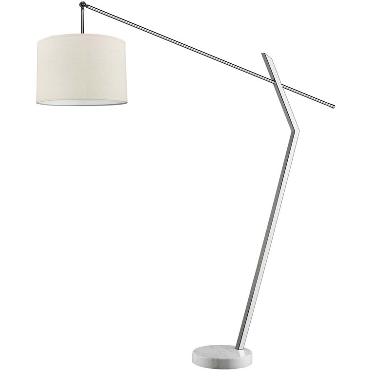 TREND Lighting Chelsea 2-Light Polished Chrome Arc Floor Lamp With Latte Linen Shade in Polished Chrome TFA9900