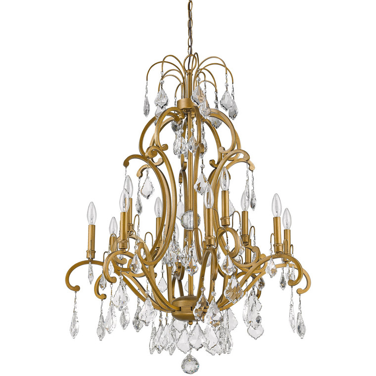 Acclaim Lighting Claire 12-Light Antique Gold Chandelier With Crystal Accents in Antique Gold IN11357AG
