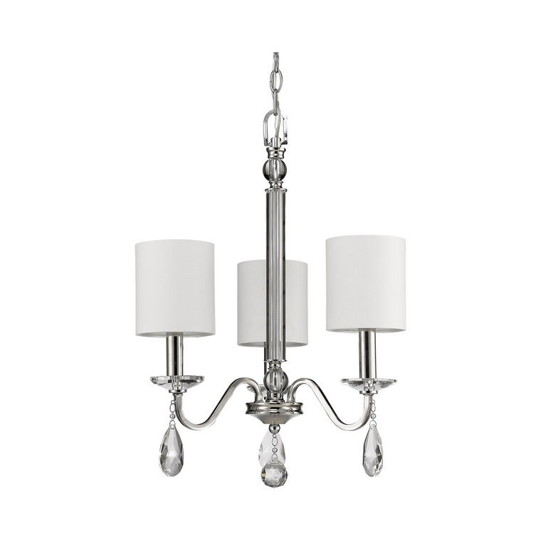 Acclaim Lighting Lily 3-Light Polished Nickel Chandelier With Fabric Shades And Crystal Accents in Polished Nickel IN11051PN