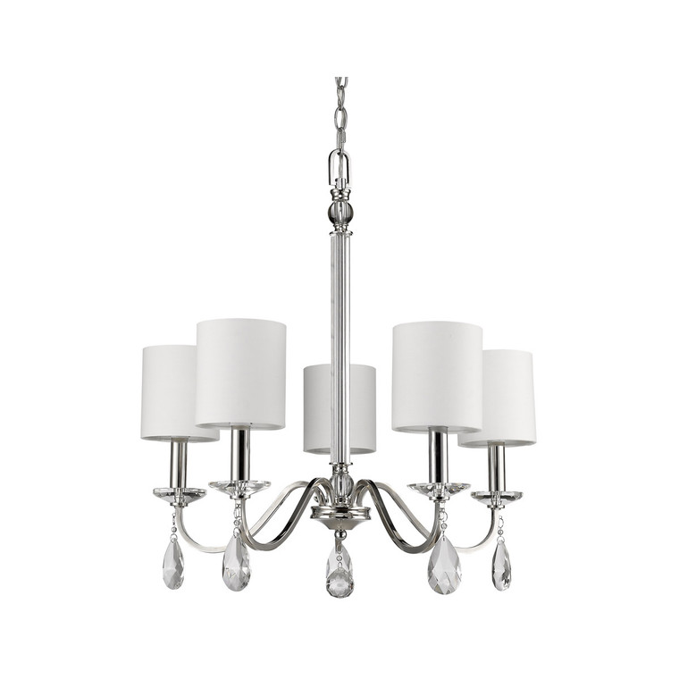 Acclaim Lighting Lily 5-Light Polished Nickel Chandelier With Fabric Shades And Crystal Accents in Polished Nickel IN11052PN