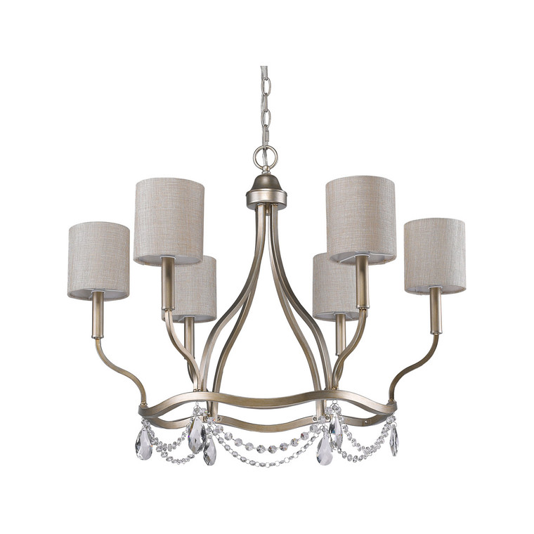 Acclaim Lighting Margaret 6-Light Washed Gold Chandelier With Fabric Shades And Crystal Accents in Washed Gold IN11005WG