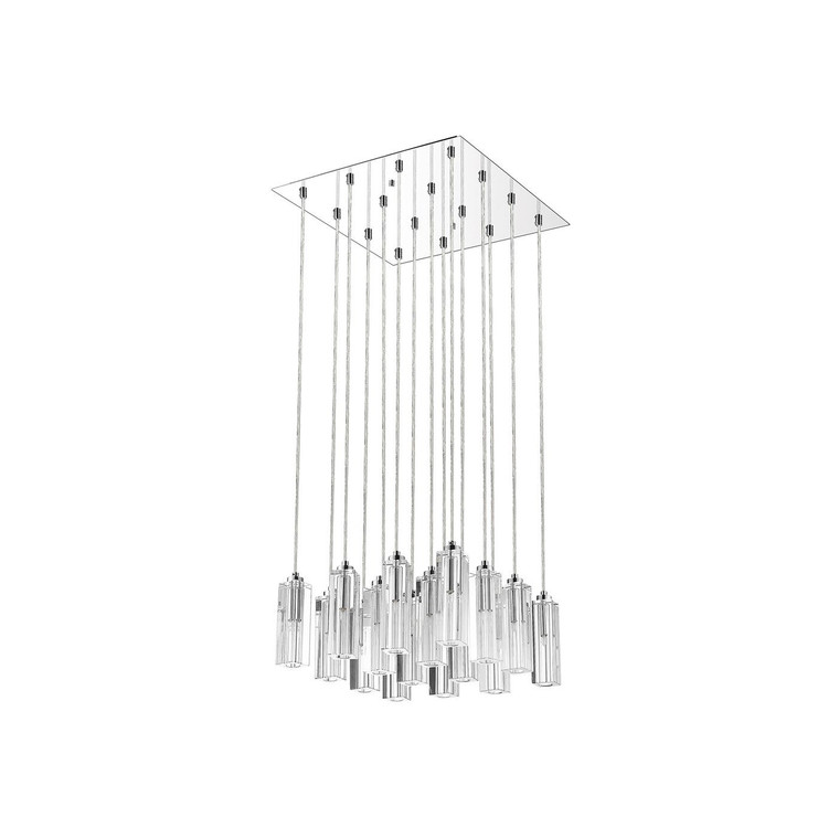 TREND Lighting Icarus 16-Light Polished Chrome Chandelier With Square 4-Sided Cut Crystal Shades in Polished Chrome A900126-16-S