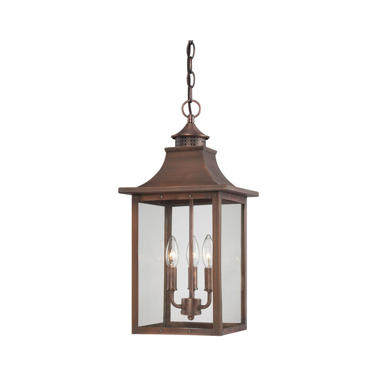 Acclaim Lighting St. Charles 3-Light Acopper Patina Hanging Light in Copper Patina 8316CP