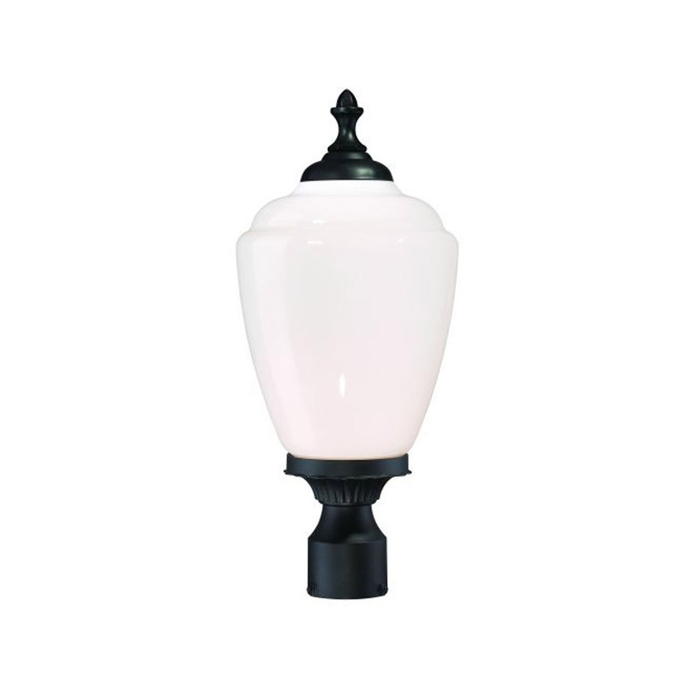 Acclaim Lighting Acorn 1-Light Matte Black Post Mount Light With White Acrylic Globe in Matte Black 5367BK/WH