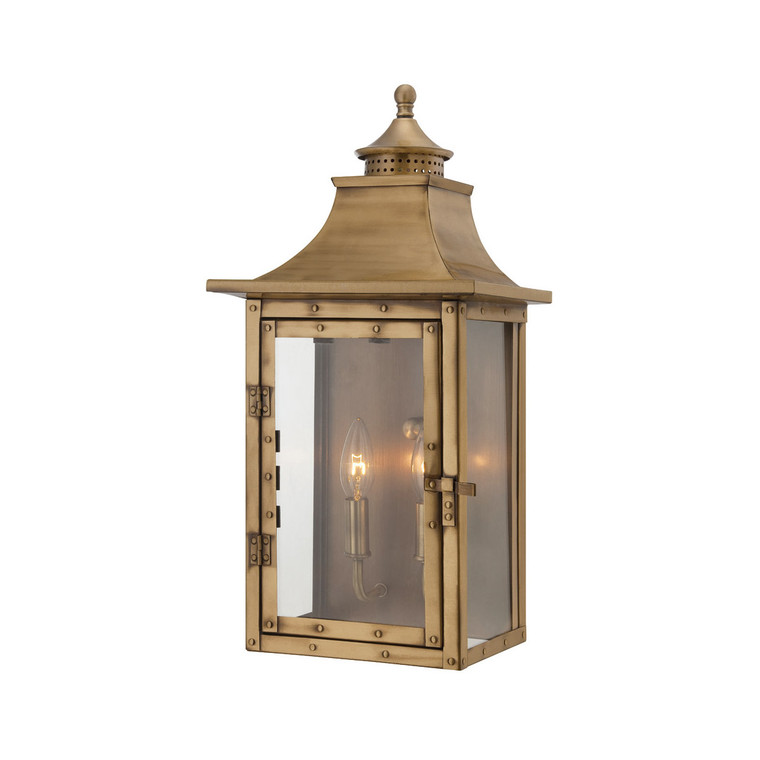Acclaim Lighting St. Charles 2-Light Aged Brass Wall Light in Aged Brass 8312AB