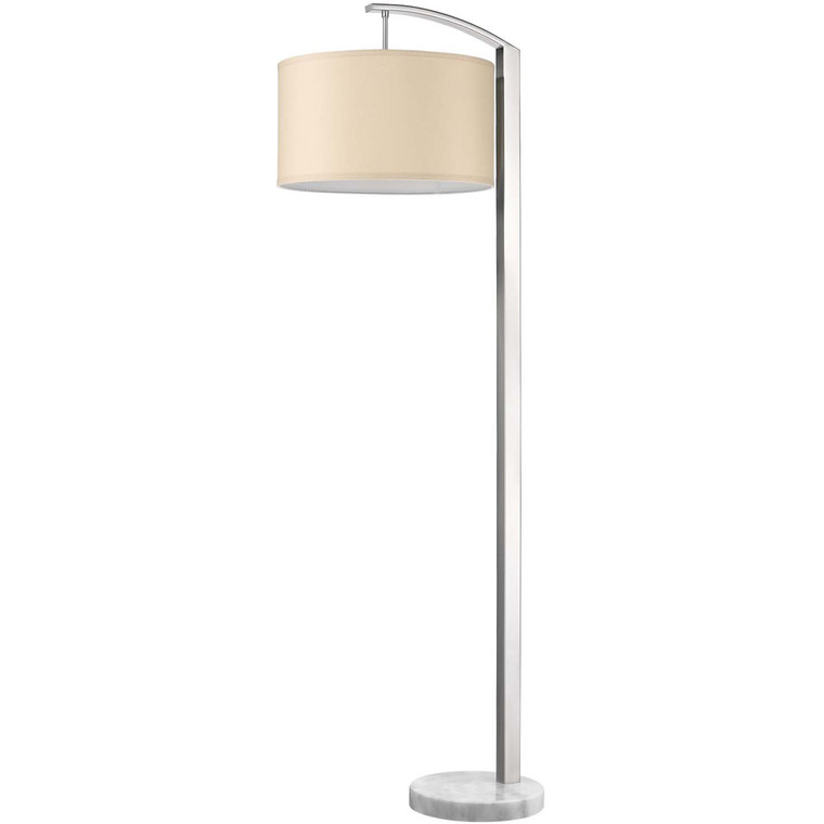 TREND Lighting Station 1-Light Brushed Nickel Floor Lamp With Coarse Ivory Linen Shade in Brushed Nickel TF8214