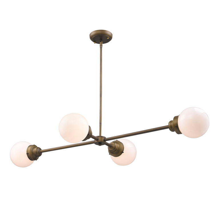 Acclaim Lighting Portsmith 4-Light Raw Brass Island Pendant With White Globe Shades in Raw Brass IN21222RB
