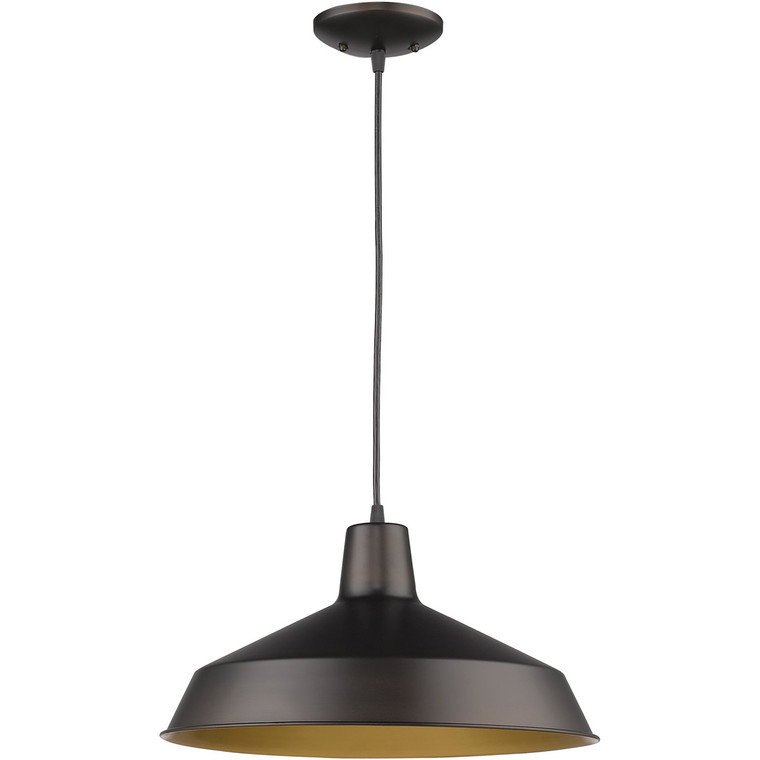 Acclaim Lighting Alcove 1-Light Oil-Rubbed Bronze Pendant With Antique Gold Interior Shade in Oil Rubbed Bronze IN31143ORB
