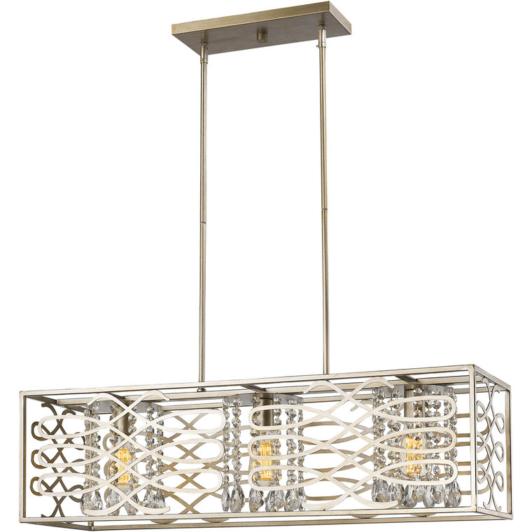 Acclaim Lighting Brax 3-Light Washed Gold Island Pendant With Crystal Accents in Washed Gold IN21062WG