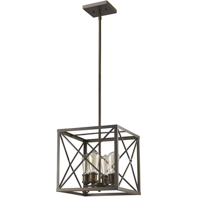Acclaim Lighting Brooklyn 4-Light Oil-Rubbed Bronze Pendant With Metal Framework Shade in Oil Rubbed Bronze IN21121ORB