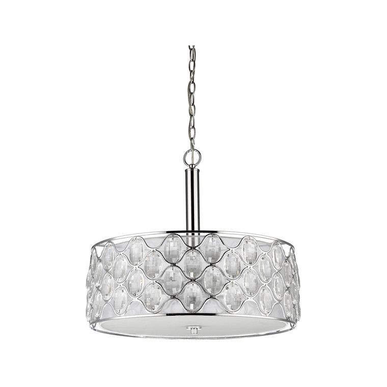 Acclaim Lighting Isabella 4-Light Polished Nickel Drum Pendant With Crystal Accents in Polished Nickel IN11086PN