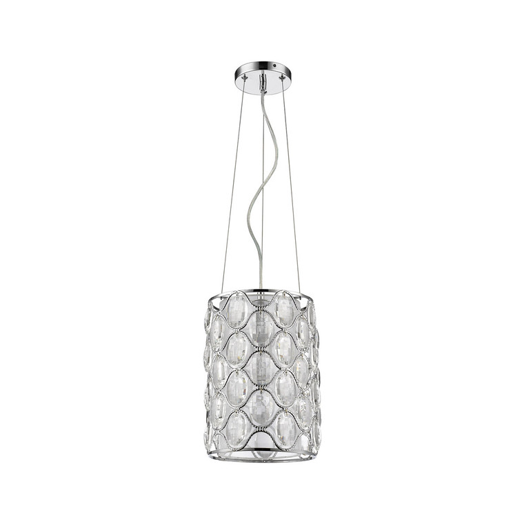 Acclaim Lighting Isabella 1-Light Polished Nickel Drum Pendant With Crystal Accents in Polished Nickel IN31089PN