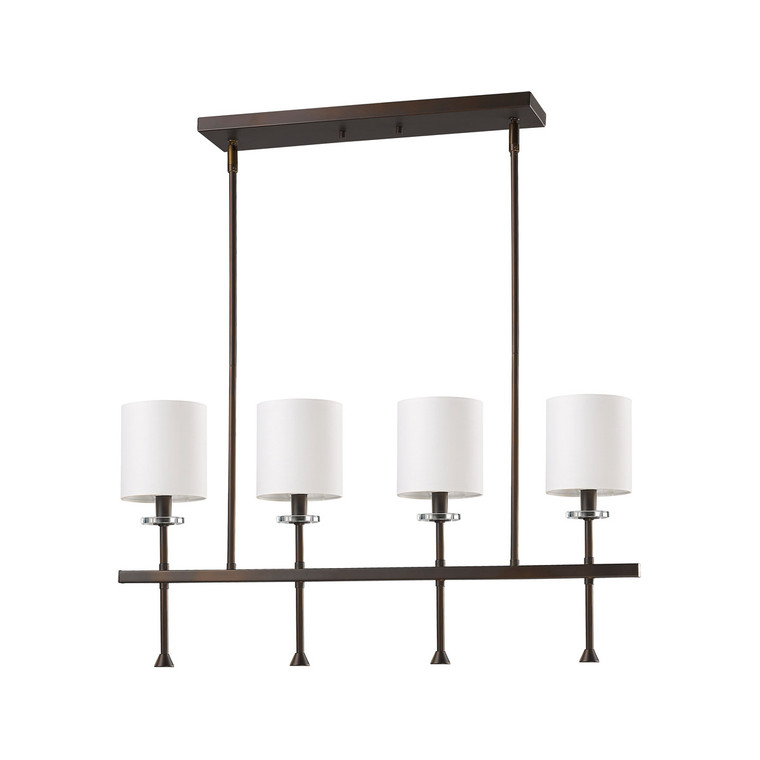 Acclaim Lighting Kara 4-Light Oil-Rubbed Bronze Island Pendant With Fabric Shades And Crystal Bobeches in Oil Rubbed Bronze IN21042ORB