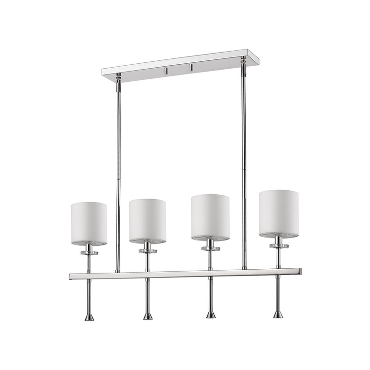 Acclaim Lighting Kara 4-Light Polished Nickel Island Pendant With Fabric Shades And Crystal Bobeches in Polished Nickel IN21042PN