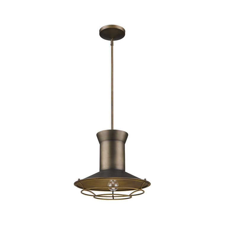 Acclaim Lighting Newport 1-Light Tin Coated Pendant With Raw Brass Interior Shade And Louver in Tin Coated IN21166TC