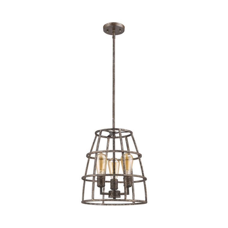 Acclaim Lighting Rebarre 3-Light Antique Silver Drum Pendant With Open Cage Shade in Antique silver IN21345AS