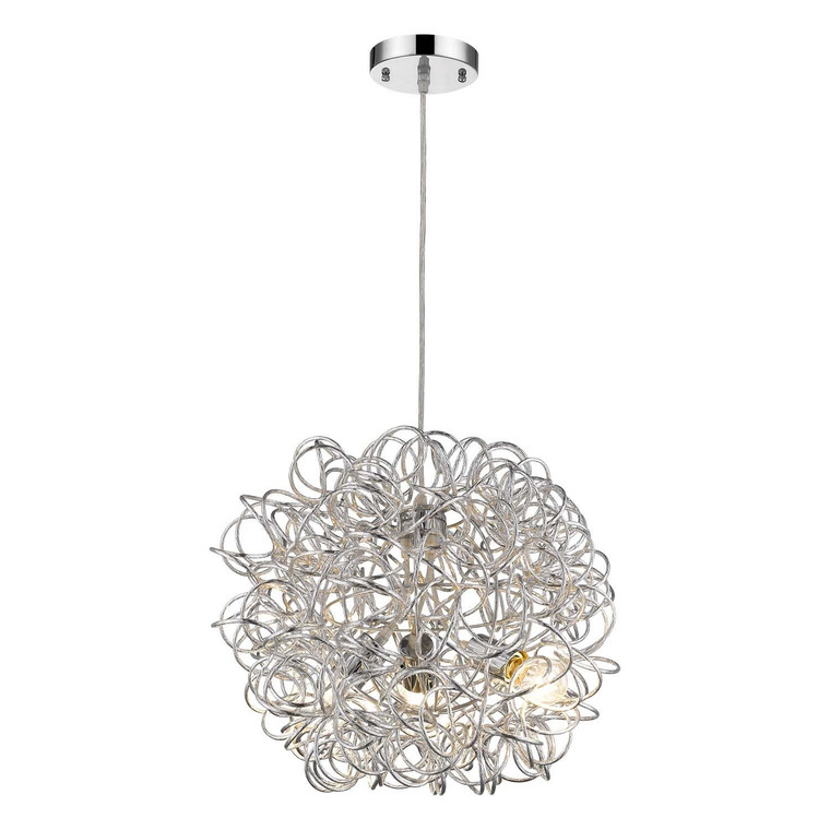 TREND Lighting Mingle 3-Light Polished Chrome Pendant With Faceted Chrome Aluminum Wire Shade in Polished Chrome TP6826