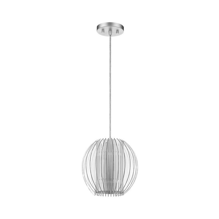 TREND Lighting Phoenix 1-Light Metallic Silver Pendant With Acrylic And Steel Shade in Metallic Silver TP6300-1