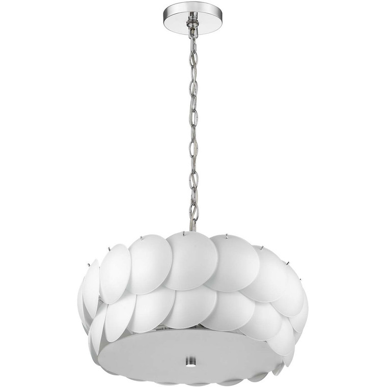 TREND Lighting Selene 6-Light Polished Chrome Pendant With Overlapping Frosted White Glass Discs Shade in Polished Chrome TP6945-12