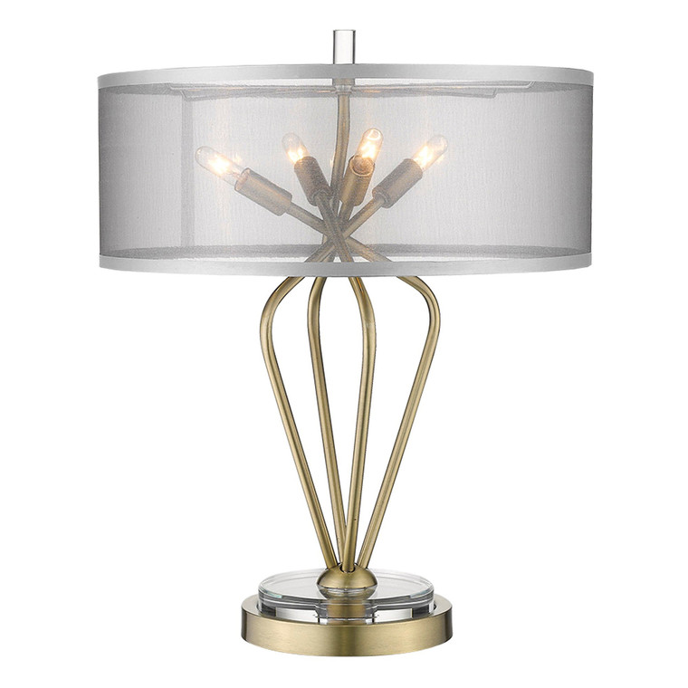 TREND Lighting Perret 4-Light Aged Brass Table Lamp in Aged Brass TT80015AB