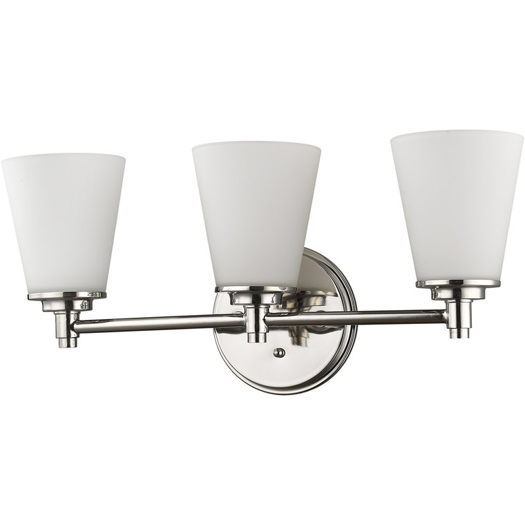 Acclaim Lighting Conti 3-Light Polished Nickel Sconce With Etched Glass Shades in Polished Nickel IN41342PN