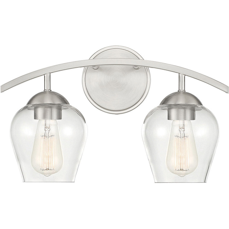 Meridian 2-Light Bathroom Vanity Light in Brushed Nickel M80031BN