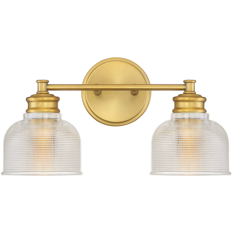 Meridian 2-Light Bathroom Vanity Light in Natural Brass M80034NB