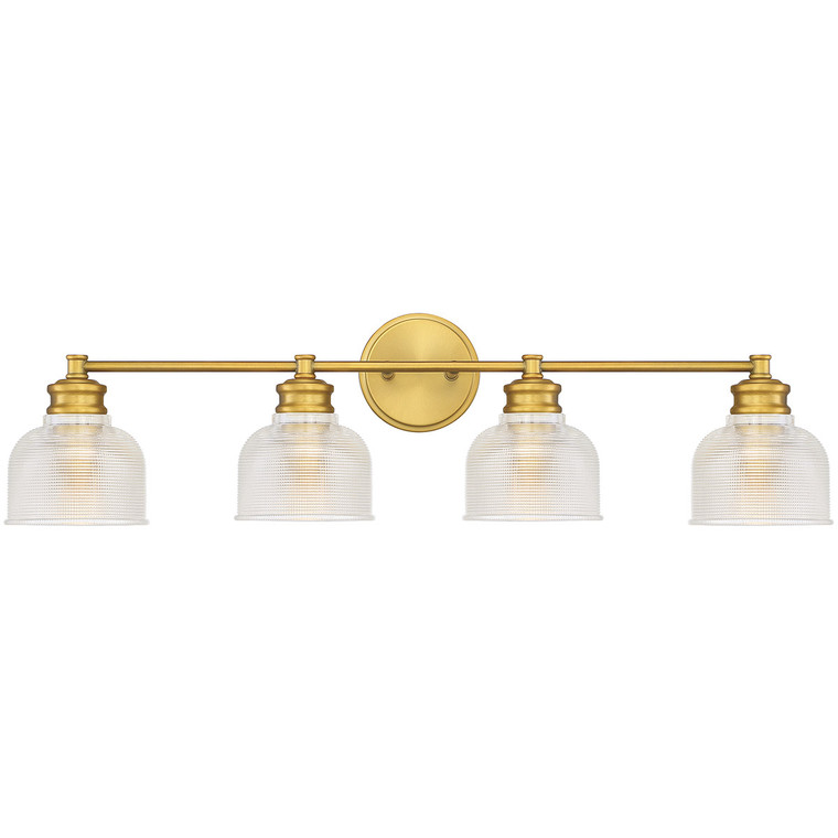 Meridian 4-Light Bathroom Vanity Light in Natural Brass M80036NB