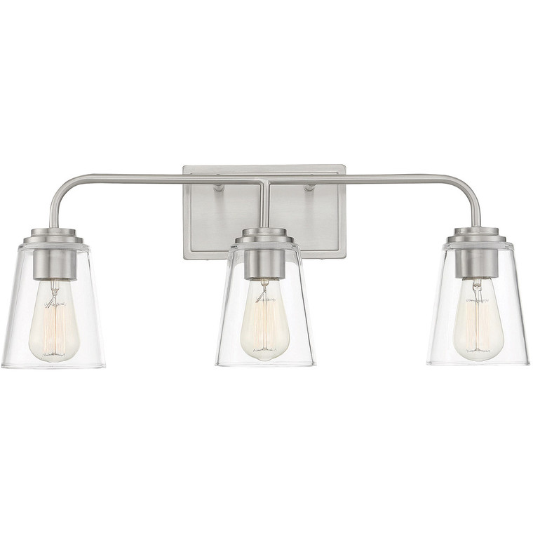 Meridian 3-Light Bathroom Vanity Light in Brushed Nickel M80044BN