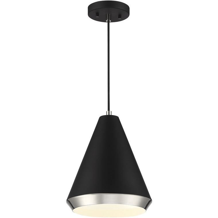 Meridian 1-Light Pendant in Matte Black with Polished Nickel M70122MBKPN