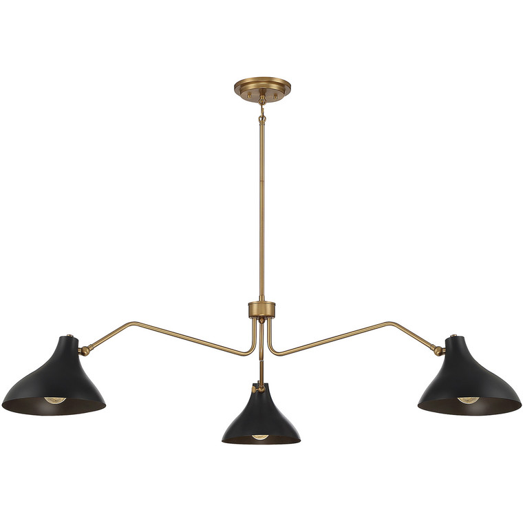Meridian 3-Light Pendant in Matte Black with Natural Brass M7019MBKNB
