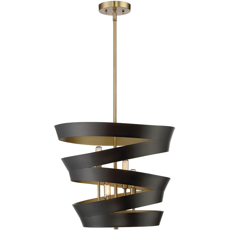 Meridian 4-Light Pendant in Matte Black with Gold M70009-46