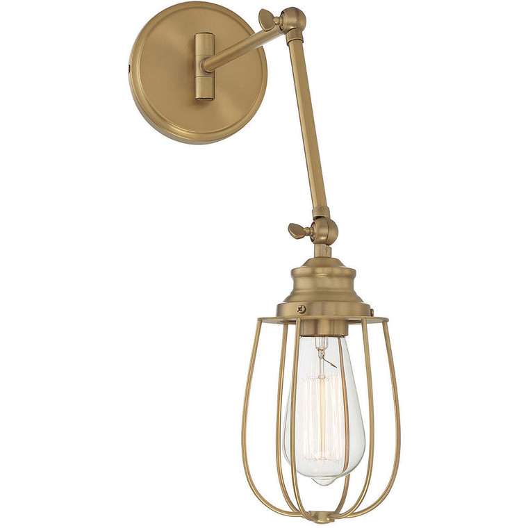 Meridian 1-Light Adjustable Wall Sconce in Natural Brass M90022NB