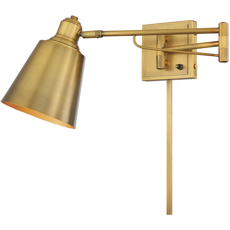 Meridian 1-Light Adjustable Wall Sconce in Natural Brass M90047NB