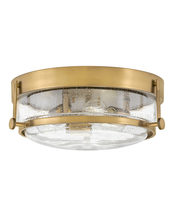 Hinkley Lighting Harper Small Flush Mount in Heritage Brass with Clear Seedy glass 3640HB-CS