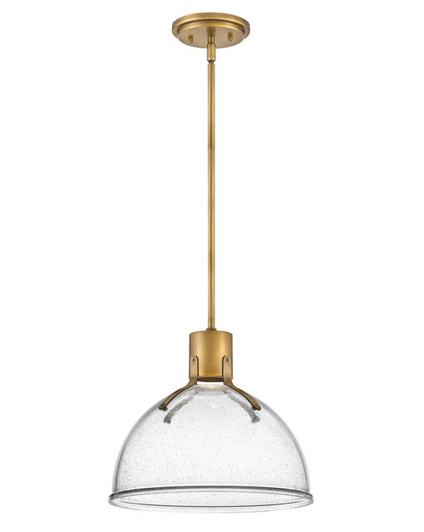Hinkley Lighting Argo Small Pendant in Heritage Brass with Clear Seedy glass 3487HB-CS