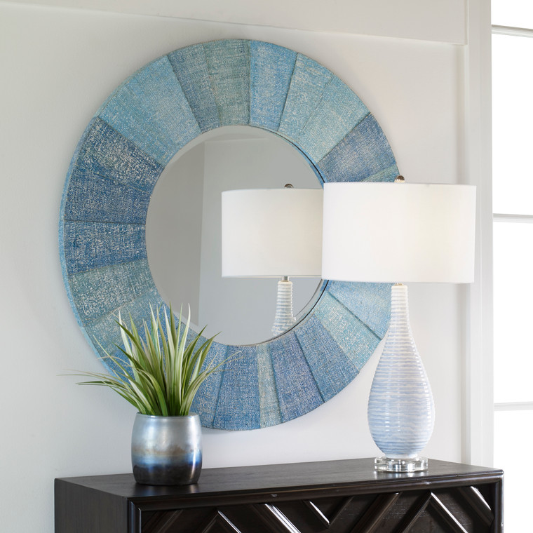 Uttermost Isle Aqua Round Mirror 09786