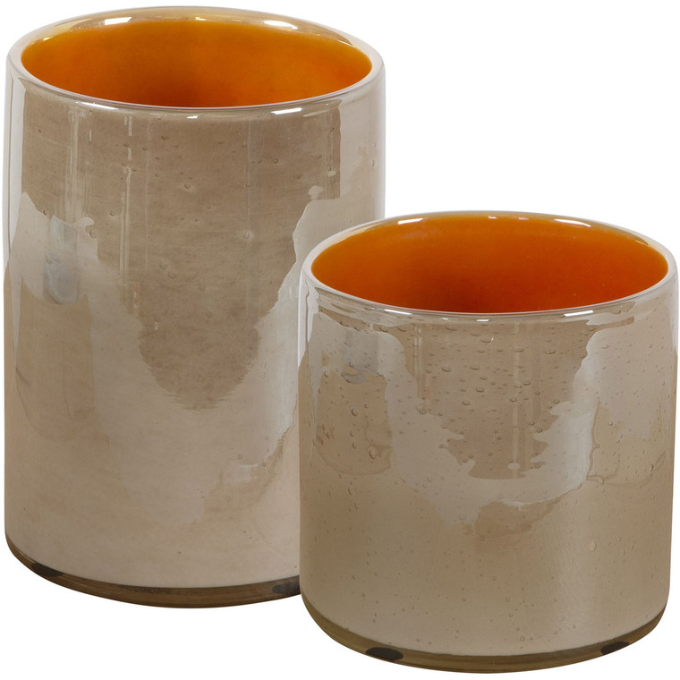Uttermost Tangelo Beige Orange Vases S/2 17976