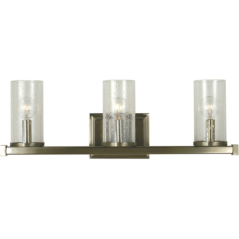 Framburg 3-Light Brushed Nickel Compass Sconce in Brushed Nickel with Frosted Glass F-1113 BN/F