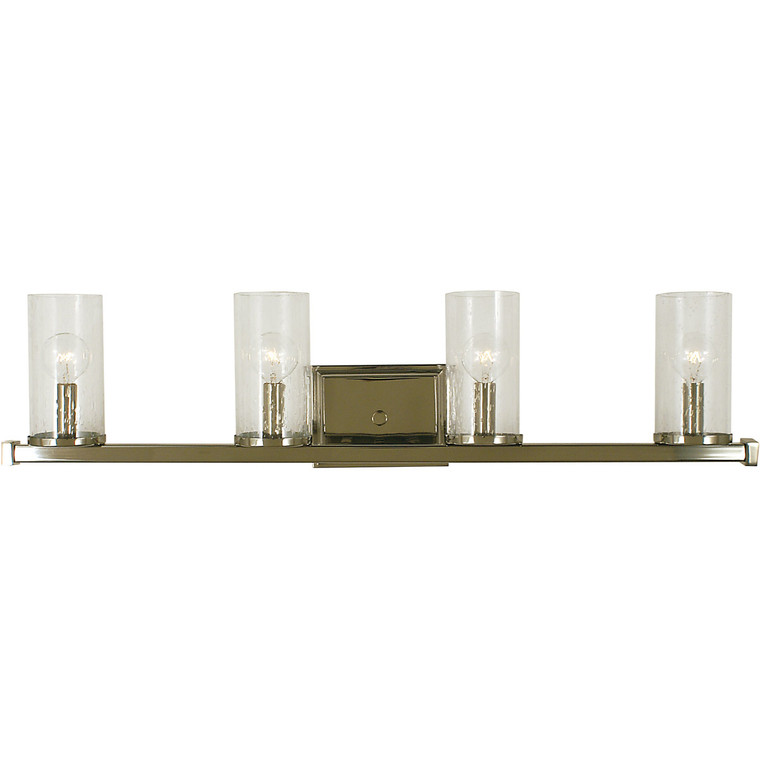 Framburg 4-Light Brushed Nickel Compass Sconce in Brushed Nickel with Frosted Glass F-1114 BN/F