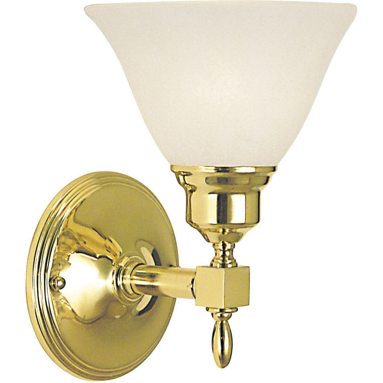 Framburg 1-Light Polished Nickel Taylor Sconce in Polished Nickel with White Marble Glass Shade F-2431 PN/WH