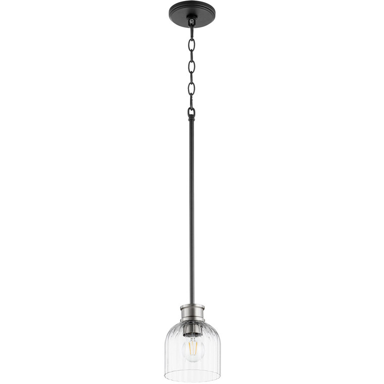 Quorum Monarch Pendant in Textured Black w/ Satin Nickel 310-6965