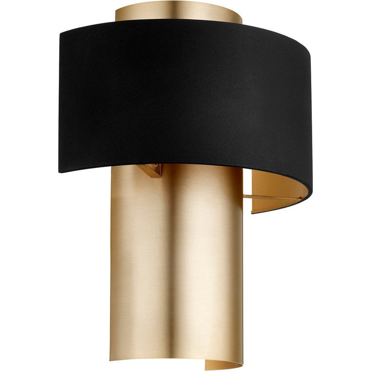 Quorum  Wall Sconce in Textured Black w/ Aged Brass 5611-6980