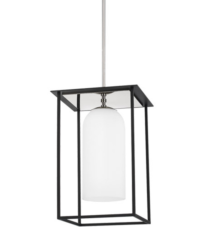 Mitzi 1 Light Small Pendant in Polished Nickel/Textured Black Combo H644701S-PN/TBK