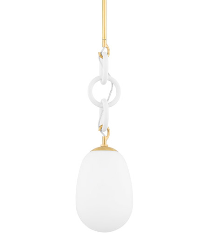 Mitzi 1 Light Pendant in Aged Brass/Textured White Combo H690701-AGB/TWH
